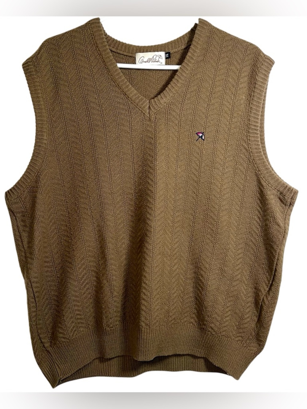 Vintage Arnold Palmer Sweater Vest Pullover Umbrella Logo Green Size L Knit